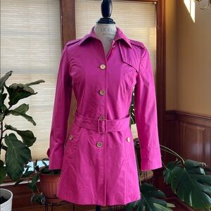 Banana Republic Fuchsia Pink Trench Coat Small Petite classic jacket women’s